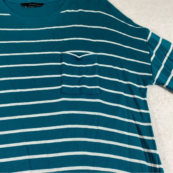 Calvin Klein Jeans Shirt Top Long Sleeve Scoop Neckline Woman’s striped Blouse - Picture 8 of 9